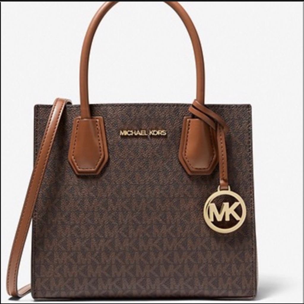 Michael Kors Mercer Medium Mk Signature Pvc Leather Satchel Crossbody Bag, Purse